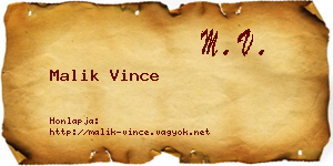Malik Vince névjegykártya
